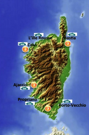 Corsica map airports and ports
